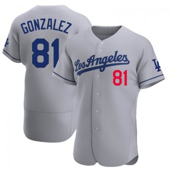 Men's Los Angeles Dodgers #81 Victor Gonzalez Authentic Gray Away Official Nike Jersey