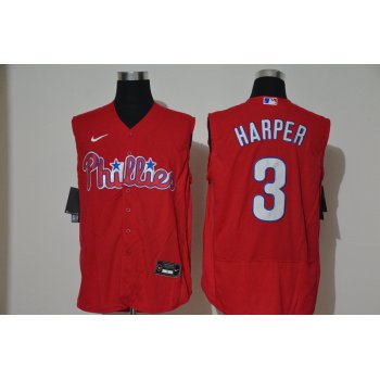 Men's Philadelphia Phillies #3 Bryce Harper Red 2020 Cool and Refreshing Sleeveless Fan Stitched Flex Nike Jersey