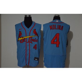 Men's St. Louis Cardinals #4 Yadier Molina Light Blue 2020 Cool and Refreshing Sleeveless Fan Stitched Flex Nike Jersey