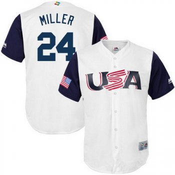 Men's Team USA Baseball Majestic #24 Andrew Miller White 2017 World Baseball Classic Stitched Replica Jersey