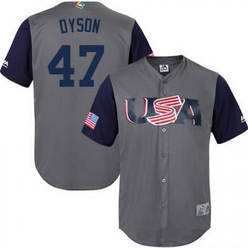 Men's Team USA Baseball Majestic #47 Sam Dyson Gray 2017 World Baseball Classic Stitched Replica Jersey