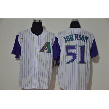 Men's Arizona Diamondbacks #51 Randy Johnson White Cooperstown Collection Throwback Stitched Nike MLB Jersey
