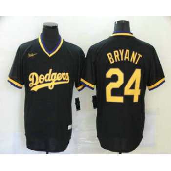 Men's Los Angeles Dodgers #24 Kobe Bryant Black Stitched Pullover Throwback Nike Jersey