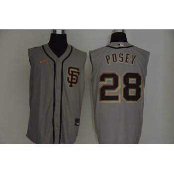 Men's San Francisco Giants #28 Buster Posey Gray 2020 Cool and Refreshing Sleeveless Fan Stitched MLB Nike Jersey
