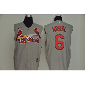Men's St. Louis Cardinals #6 Stan Musial Gray 2020 Cool and Refreshing Sleeveless Fan Stitched MLB Nike Jersey