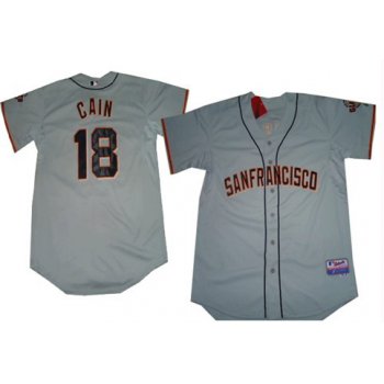 San Francisco Giants #18 Matt Cain Gray Jersey