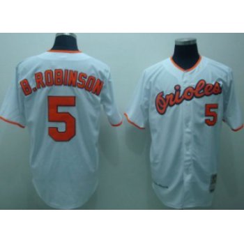 Baltimore Orioles #5 Brooks Robinson White Throwback Jersey