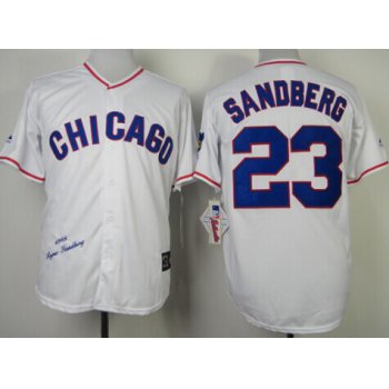 Chicago Cubs #23 Ryne Sandberg 1988 White Throwback Jersey