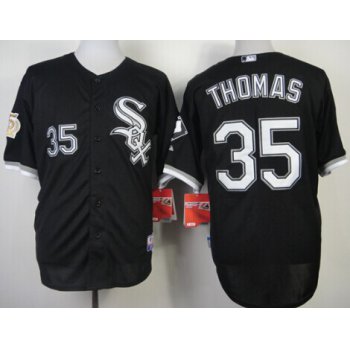 Chicago White Sox #35 Frank Thomas Black 75TH Patch Jersey