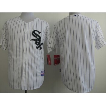 Chicago White Sox Blank White With Black Pinstripe Jersey