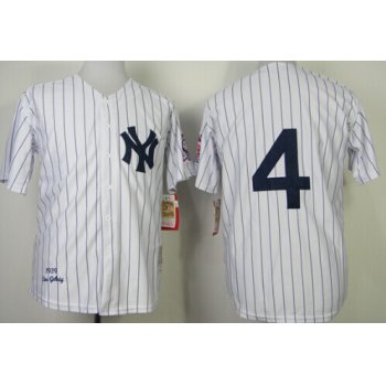 New York Yankees #4 Lou Gehrig 1939 White Throwback Jersey