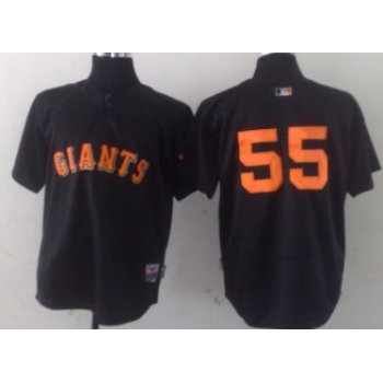 San Francisco Giants #55 Tim Lincecum Black With Orange Jersey