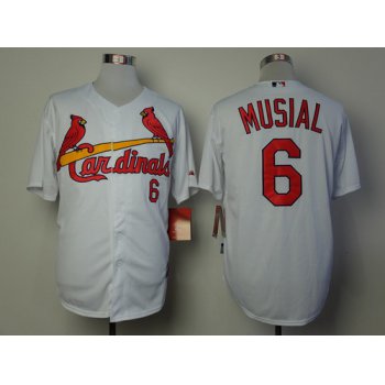 St. Louis Cardinals #6 Stan Musial White Cool Base Jersey