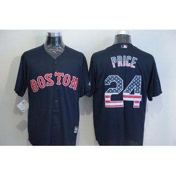 Men's Boston Red Sox #24 David Price Navy Blue USA Flag Fashion MLB Baseball Jersey