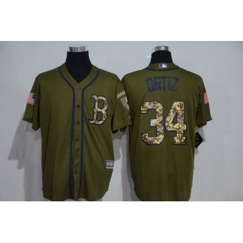 Men's Boston Red Sox #34 David Ortiz Green Salute to Service Majestic Baseball Jersey
