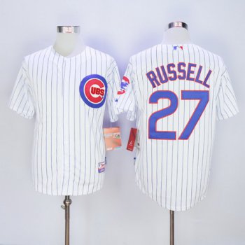 Men's Chicago Cubs #27 Addison Russell White Home Cool Base Baseball Jersey