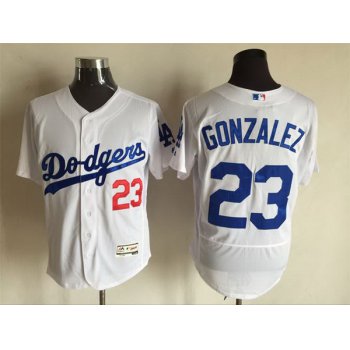 Men's Los Angeles Dodgers #23 Adrian Gonzalez White 2016 Flexbase Majestic Baseball Jersey