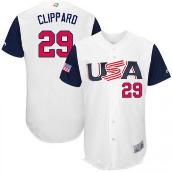 Men's Team USA Baseball Majestic #29 Tyler Clippard White 2017 World Baseball Classic Stitched Authentic Jersey