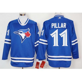Men's Toronto Blue Jays #11 Kevin Pillar Blue Alternate Long Sleeve Baseball Jersey