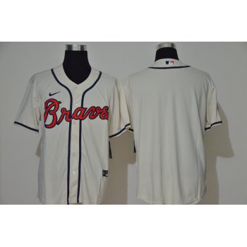 Men's Atlanta Braves Blank Cream Stitched MLB Cool Base Nike Jersey