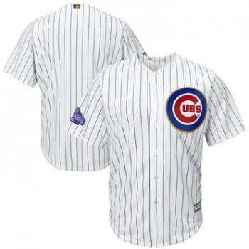 Men's Chicago Cubs Blank White World Series Champions Gold Stitched MLB Majestic 2017 Cool Base Jersey
