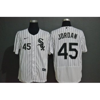Men's Chicago White Sox #45 Michael Jordan White Pinstripe Stitched MLB Flex Base Nike Jersey