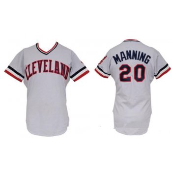 Men's Cleveland Indians #20 Rick Manning Retired Gray Pullover Cooperstown Collection Stitched MLB Majestic Jersey