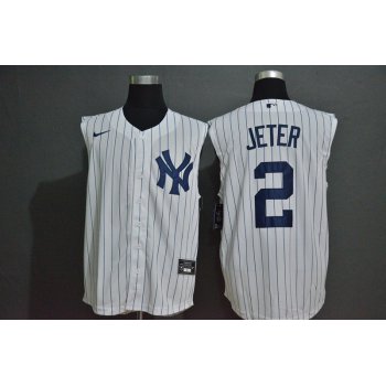Men's New York Yankees #2 Derek Jeter White 2020 Cool and Refreshing Sleeveless Fan Stitched MLB Nike Jersey