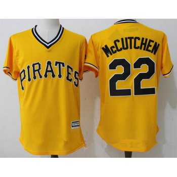 Men's Pittsburgh Pirates #22 Andrew McCutchen Yellow Stitched MLB Majestic Cool Base Jersey