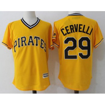 Men's Pittsburgh Pirates #29 Francisco Cervelli Yellow Stitched MLB Majestic Cool Base Jersey