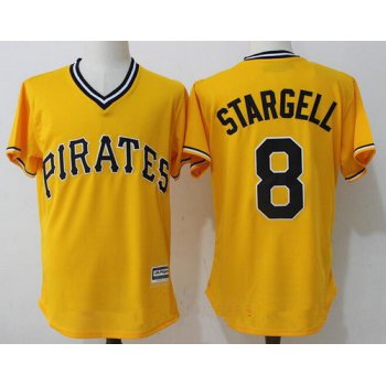 Men's Pittsburgh Pirates #8 Willie Stargell Retired Yellow Stitched MLB Majestic Cool Base Jersey