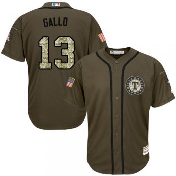 Texas Rangers #13 Joey Gallo Green Salute to Service Stitched MLB Jersey