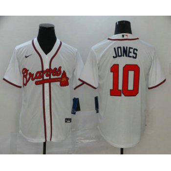 Men's Atlanta Braves #10 Chipper Jones White Stitched MLB Cool Base Nike Jersey