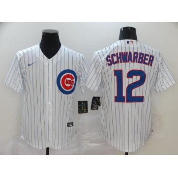 Men's Chicago Cubs #12 Kyle Schwarber White Stitched MLB Cool Base Nike Jersey