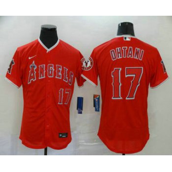 Men's Los Angeles Angels #17 Shohei Ohtani Red Stitched MLB Flex Base Nike Jersey