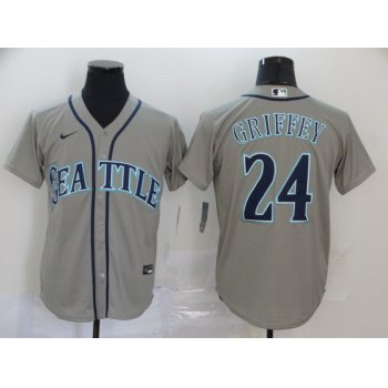 Men's Seattle Mariners #24 Ken Griffey Jr. Grey Stitched MLB Cool Base Nike Jersey