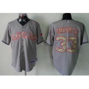 Cleveland Indians #33 Nick Swisher Gray With Camo Jersey