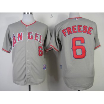 LA Angels of Anaheim #6 David Freese Gray Jersey