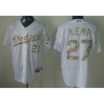 Los Angeles Dodgers #27 Matt Kemp White With Camo Jersey