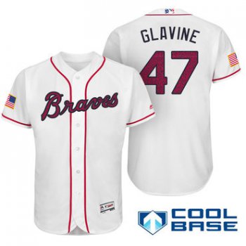 Men's Atlanta Braves #47 Tom Glavine White Stars & Stripes Fashion Independence Day Stitched MLB Majestic Cool Base Jersey