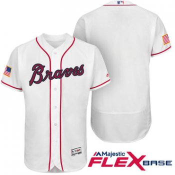 Men's Atlanta Braves Blank White Stars & Stripes Fashion Independence Day Stitched MLB Majestic Flex Base Jersey