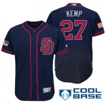 Men's San Diego Padres #27 Matt Kemp Navy Blue Stars & Stripes Fashion Independence Day Stitched MLB Majestic Cool Base Jersey