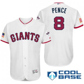 Men's San Francisco Giants #8 Hunter Pence White Stars & Stripes Fashion Independence Day Stitched MLB Majestic Cool Base Jersey
