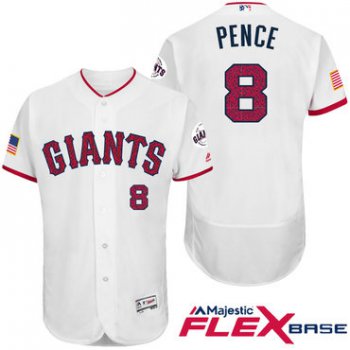 Men's San Francisco Giants #8 Hunter Pence White Stars & Stripes Fashion Independence Day Stitched MLB Majestic Flex Base Jersey