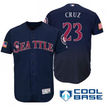 Men's Seattle Mariners #23 Nelson Cruz Navy Blue Stars & Stripes Fashion Independence Day Stitched MLB Majestic Cool Base Jersey