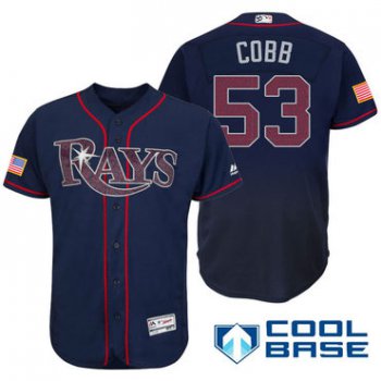 Men's Tampa Bay Rays #53 Alex Cobb Navy Blue Stars & Stripes Fashion Independence Day Stitched MLB Majestic Cool Base Jersey