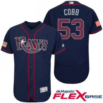 Men's Tampa Bay Rays #53 Alex Cobb Navy Blue Stars & Stripes Fashion Independence Day Stitched MLB Majestic Flex Base Jersey
