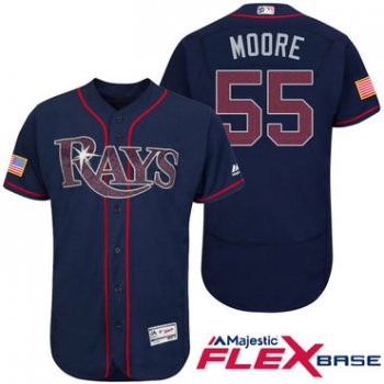 Men's Tampa Bay Rays #55 Matt Moore Navy Blue Stars & Stripes Fashion Independence Day Stitched MLB Majestic Flex Base Jersey
