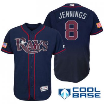 Men's Tampa Bay Rays #8 Desmond Jennings Navy Blue Stars & Stripes Fashion Independence Day Stitched MLB Majestic Cool Base Jersey