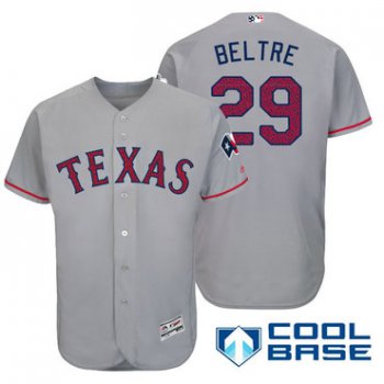 Men's Texas Rangers #29 Adrian Beltre Gray Stars & Stripes Fashion Independence Day Stitched MLB Majestic Cool Base Jersey